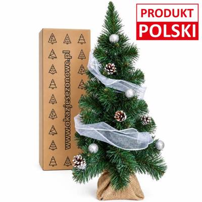 Choinka 65 cm zielona srebrne ozdoby